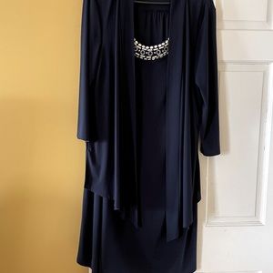 One piece dark blue evening dress
